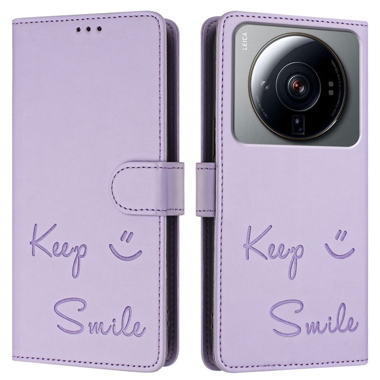 For Xiaomi 12S Ultra Smile Embossing RFID Leather Phone Case