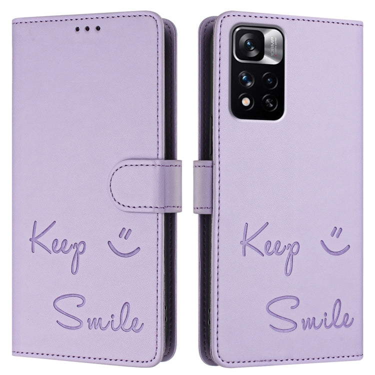 For Xiaomi Poco X4 NFC Smile Embossing RFID Leather Phone Case