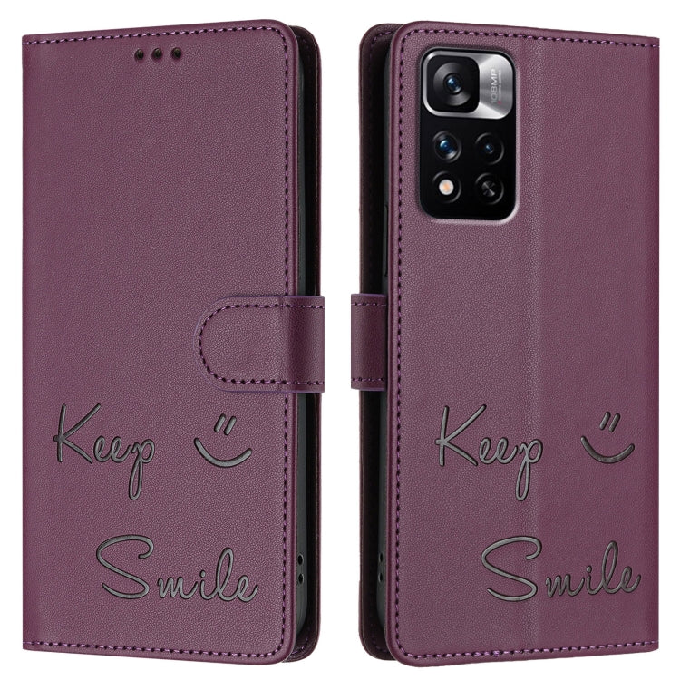 For Xiaomi Poco X4 NFC Smile Embossing RFID Leather Phone Case