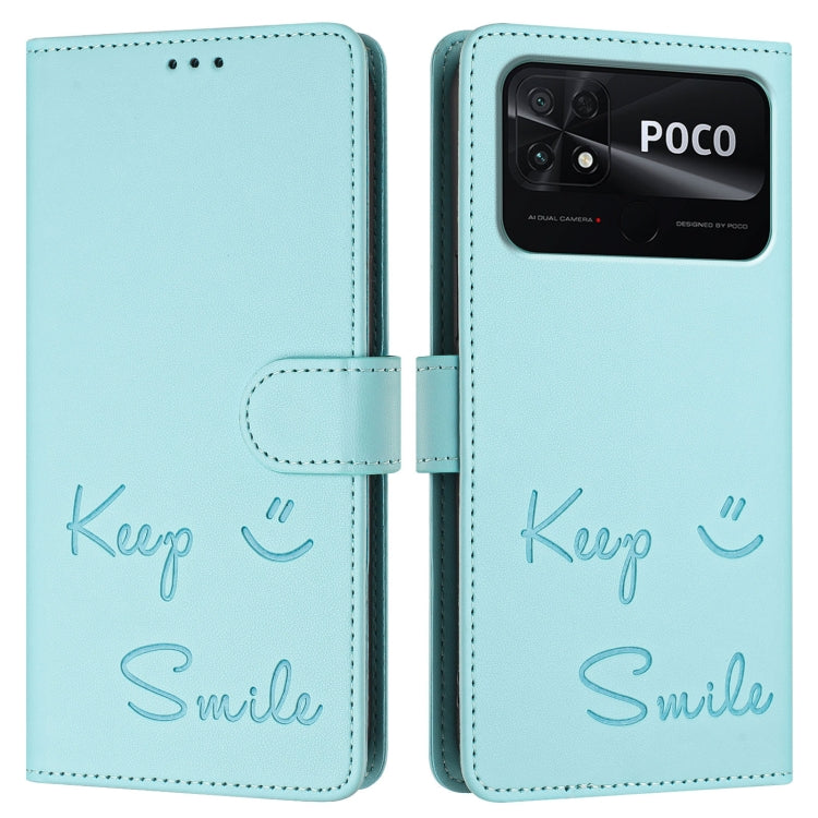 For Xiaomi Poco C40 Smile Embossing RFID Leather Phone Case