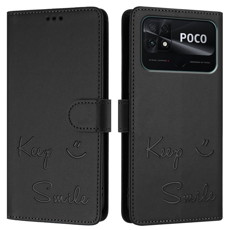 For Xiaomi Poco C40 Smile Embossing RFID Leather Phone Case