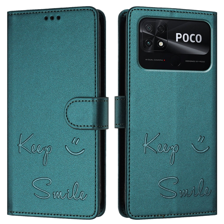 For Xiaomi Poco C40 Smile Embossing RFID Leather Phone Case