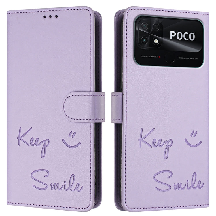 For Xiaomi Poco C40 Smile Embossing RFID Leather Phone Case