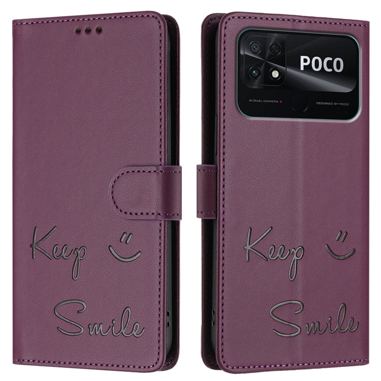 For Xiaomi Poco C40 Smile Embossing RFID Leather Phone Case