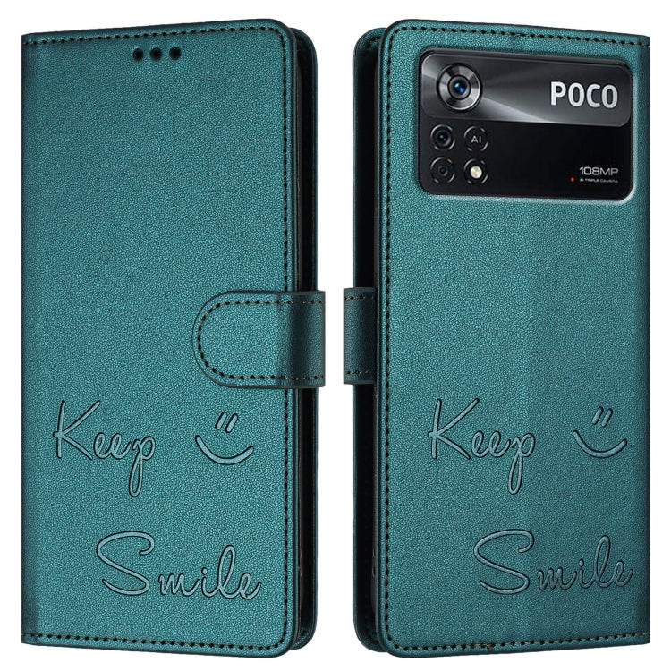 For Xiaomi Poco X4 Pro 5G Smile Embossing RFID Leather Phone Case