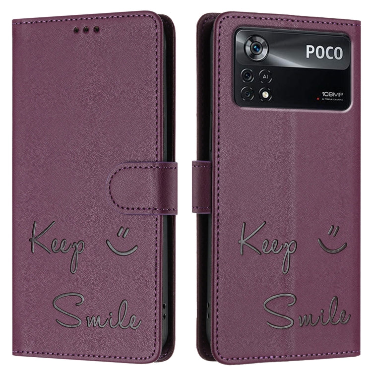 For Xiaomi Poco X4 Pro 5G Smile Embossing RFID Leather Phone Case