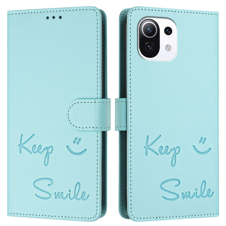 For Xiaomi 11 Lite 5G NE Smile Embossing RFID Leather Phone Case