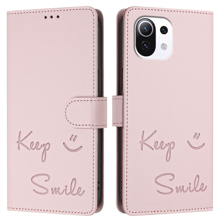 For Xiaomi 11 Lite 5G NE Smile Embossing RFID Leather Phone Case