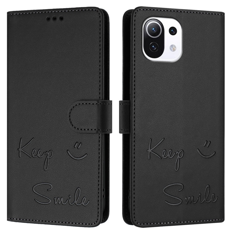 For Xiaomi 11 Lite 5G NE Smile Embossing RFID Leather Phone Case