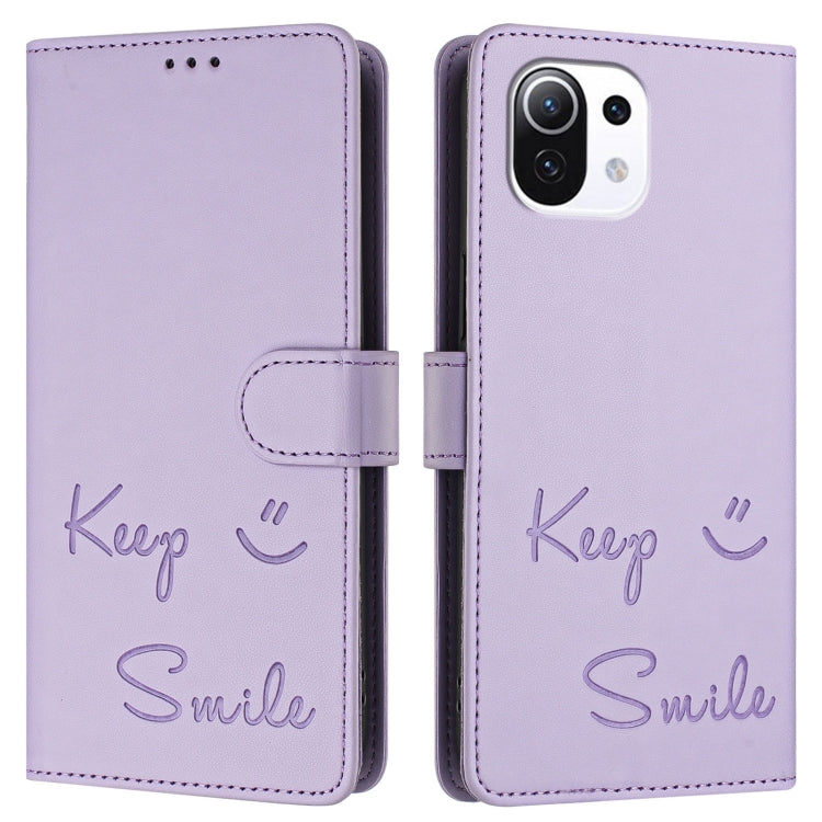 For Xiaomi 11 Lite 5G NE Smile Embossing RFID Leather Phone Case