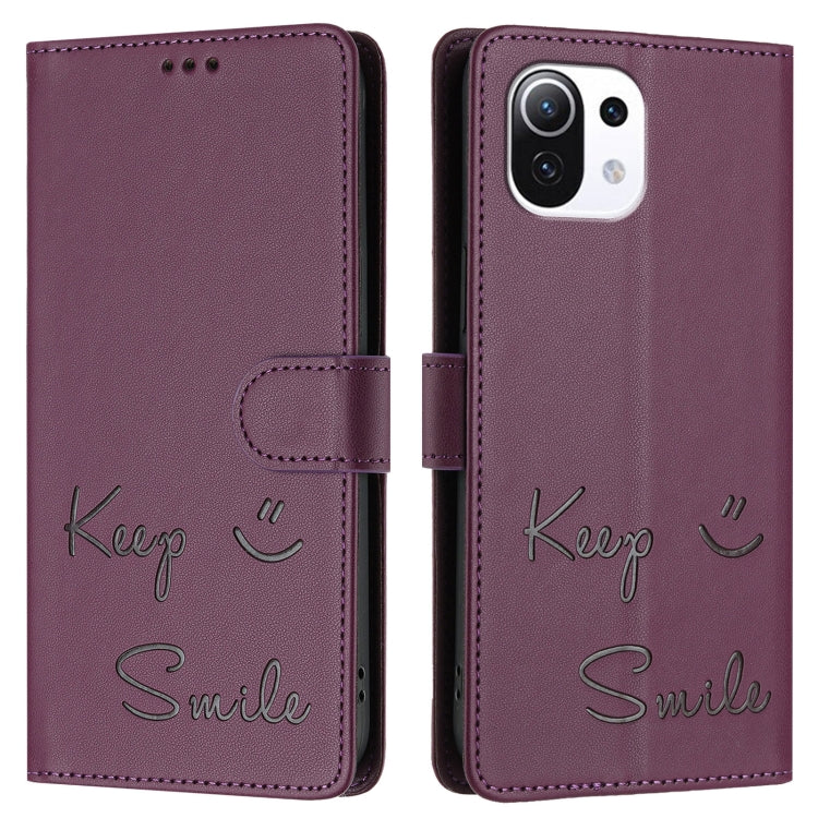 For Xiaomi 11 Lite 5G NE Smile Embossing RFID Leather Phone Case