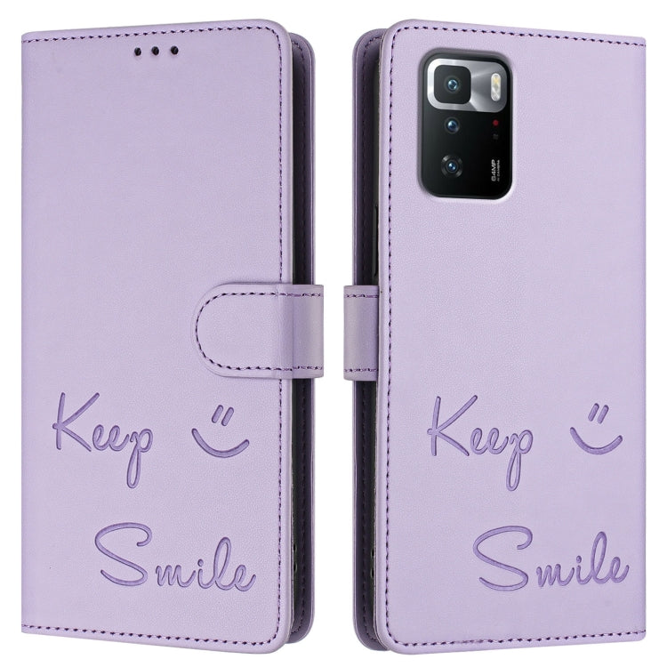 For Xiaomi Poco X3 GT Smile Embossing RFID Leather Phone Case