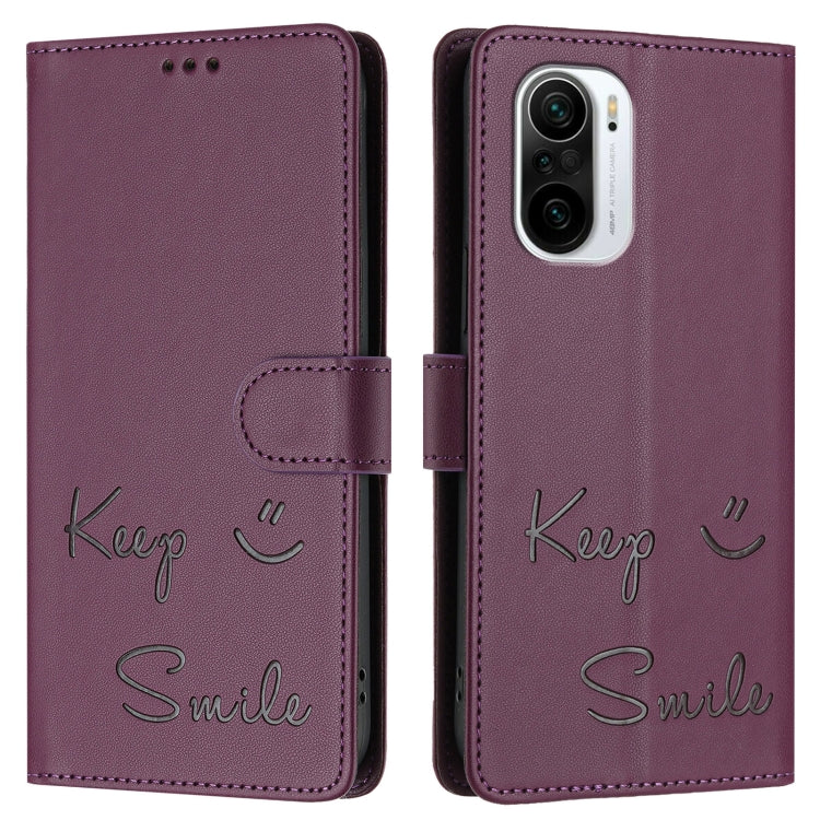For Xiaomi Poco F3 Smile Embossing RFID Leather Phone Case