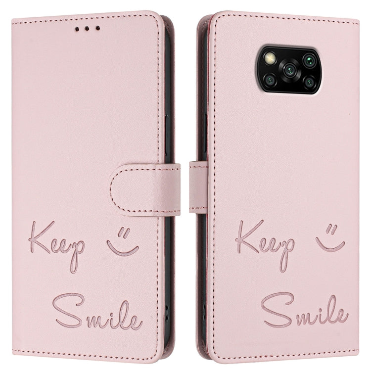 For Xiaomi Poco X3 / X3 NFC / X3 Pro Smile Embossing RFID Leather Phone Case