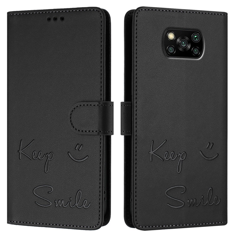 For Xiaomi Poco X3 / X3 NFC / X3 Pro Smile Embossing RFID Leather Phone Case