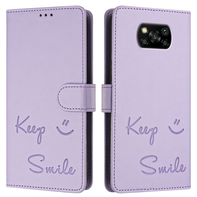 For Xiaomi Poco X3 / X3 NFC / X3 Pro Smile Embossing RFID Leather Phone Case