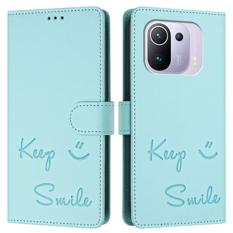 For Xiaomi Mi 11 Pro Smile Embossing RFID Leather Phone Case