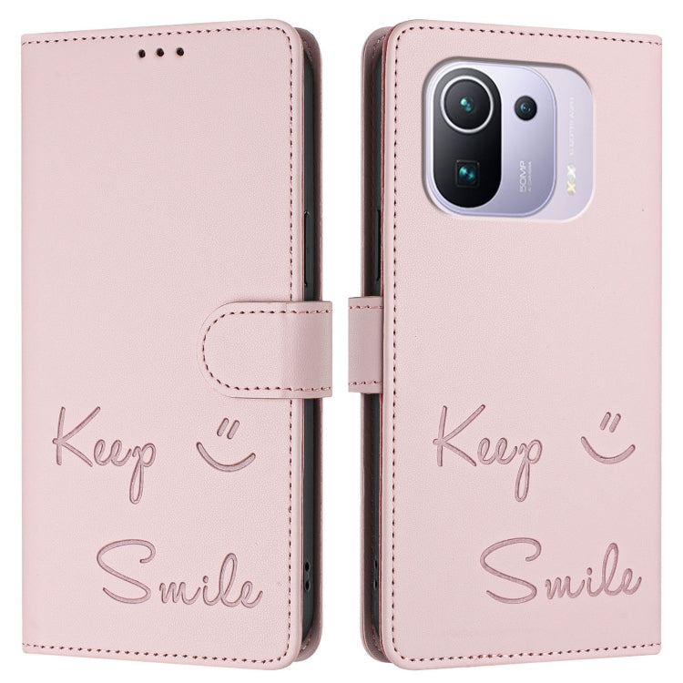 For Xiaomi Mi 11 Pro Smile Embossing RFID Leather Phone Case