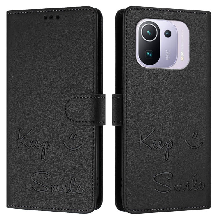 For Xiaomi Mi 11 Pro Smile Embossing RFID Leather Phone Case
