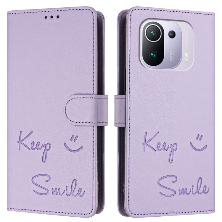 For Xiaomi Mi 11 Pro Smile Embossing RFID Leather Phone Case