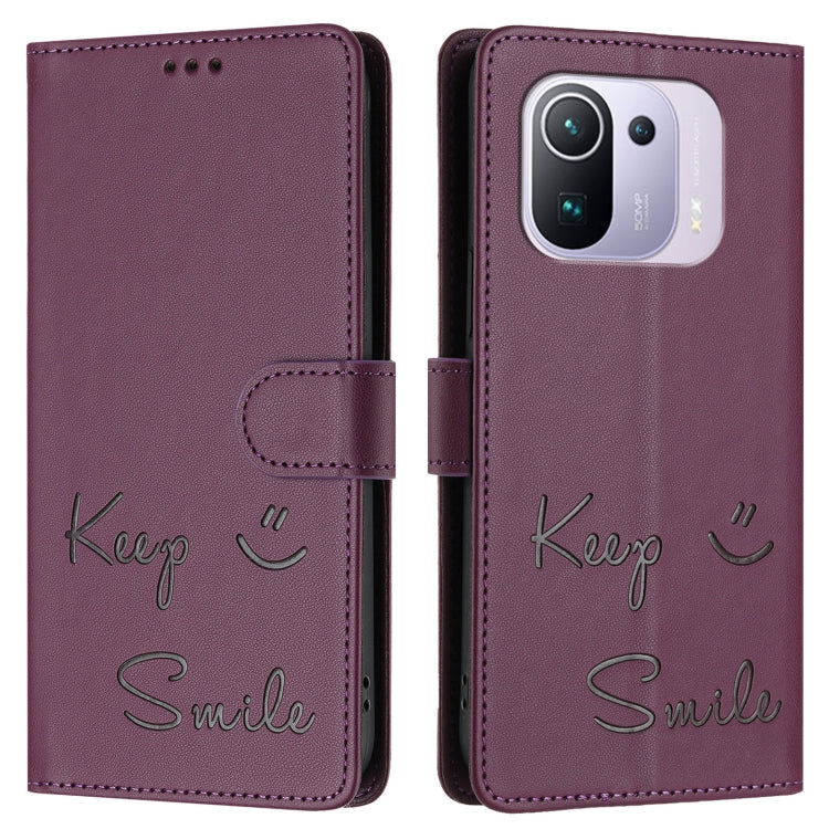 For Xiaomi Mi 11 Pro Smile Embossing RFID Leather Phone Case