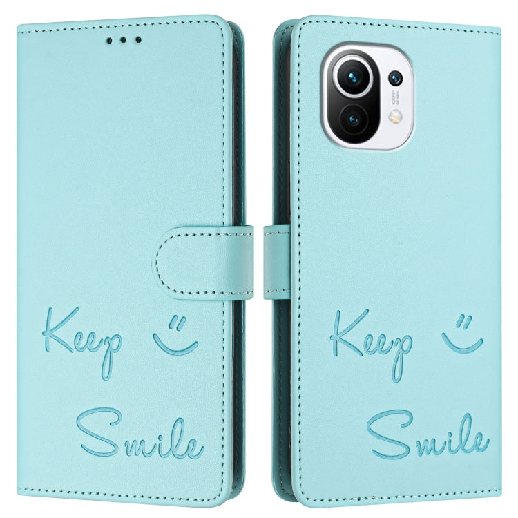 For Xiaomi Mi 11 Smile Embossing RFID Leather Phone Case
