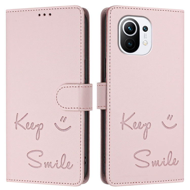 For Xiaomi Mi 11 Smile Embossing RFID Leather Phone Case