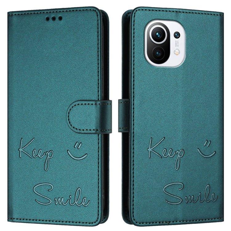 For Xiaomi Mi 11 Smile Embossing RFID Leather Phone Case