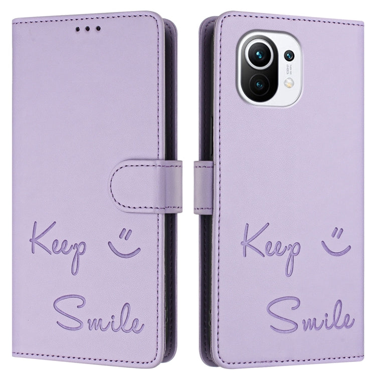 For Xiaomi Mi 11 Smile Embossing RFID Leather Phone Case