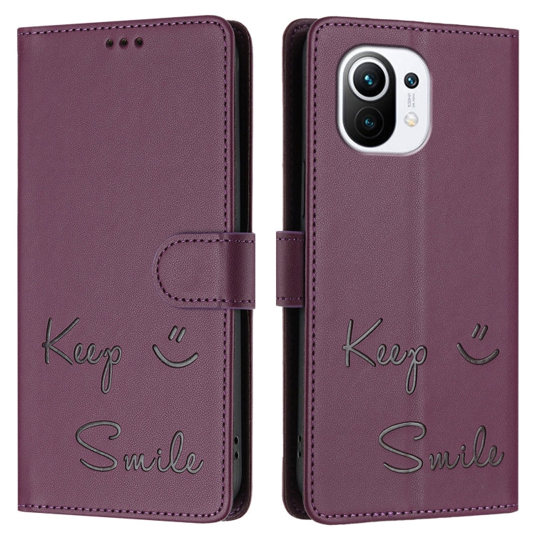 For Xiaomi Mi 11 Smile Embossing RFID Leather Phone Case