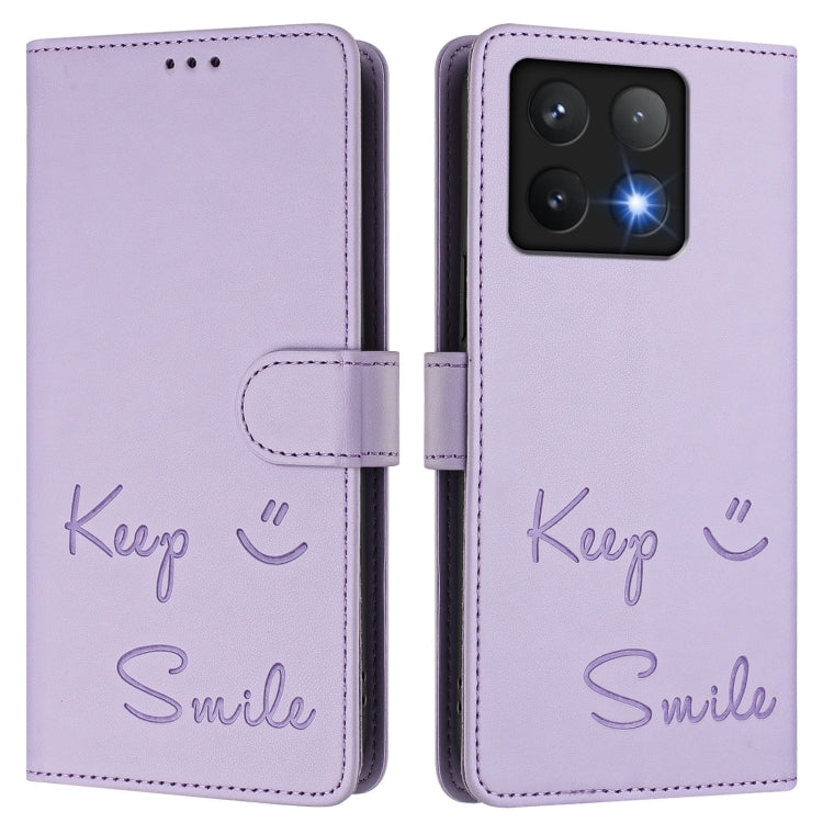For Xiaomi 14T Smile Embossing RFID Leather Phone Case
