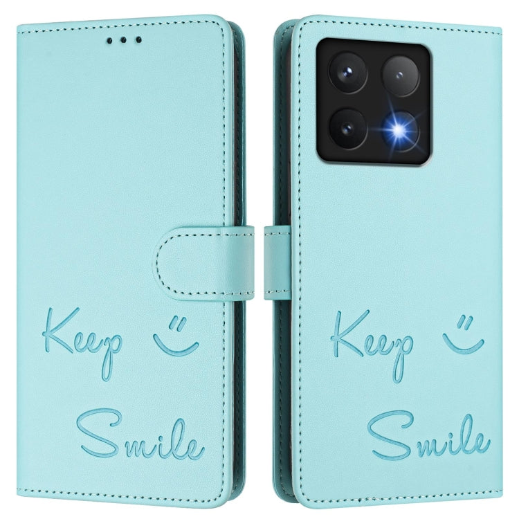 For Xiaomi 14T Pro Smile Embossing RFID Leather Phone Case