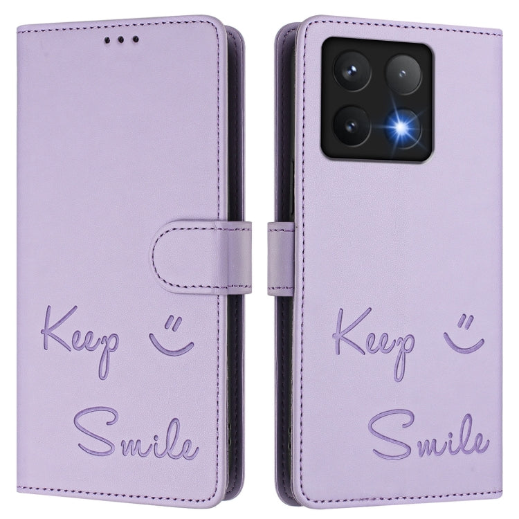 For Xiaomi 14T Pro Smile Embossing RFID Leather Phone Case