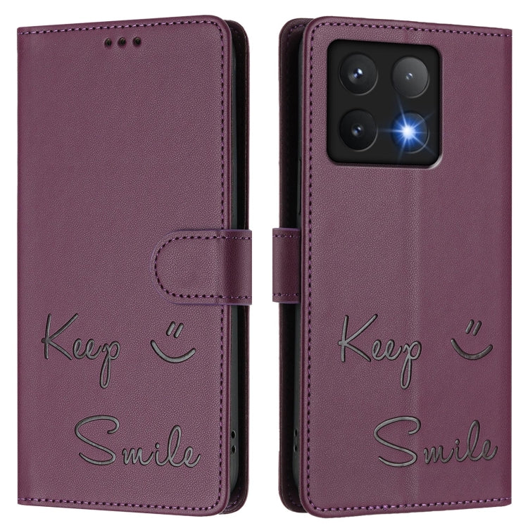 For Xiaomi 14T Pro Smile Embossing RFID Leather Phone Case
