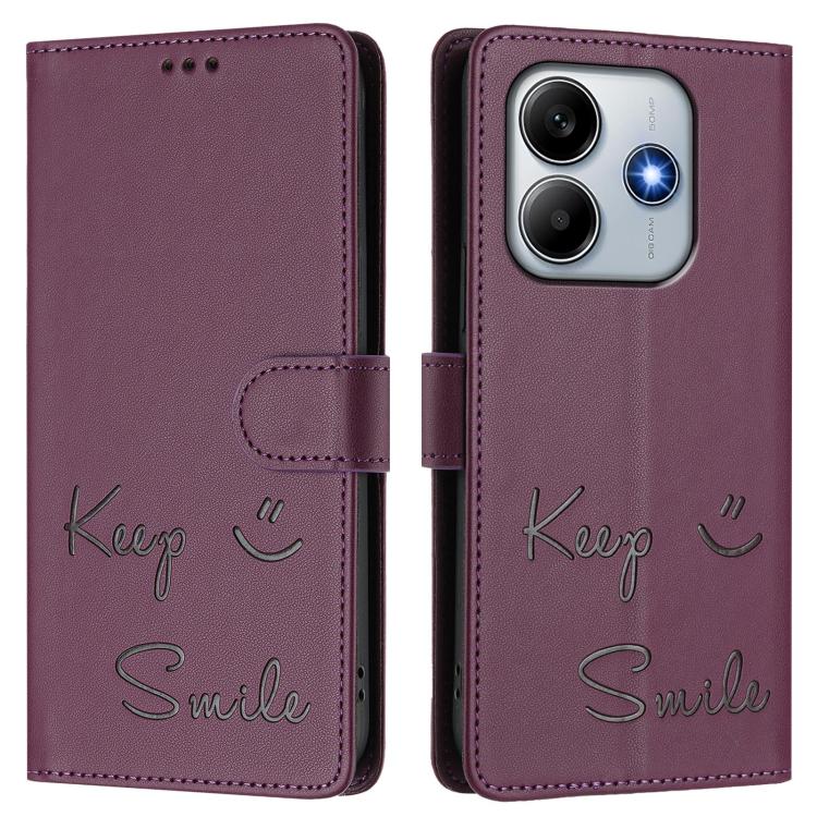 For Xiaomi Poco M7 Pro 5G Smile Embossing RFID Leather Phone Case