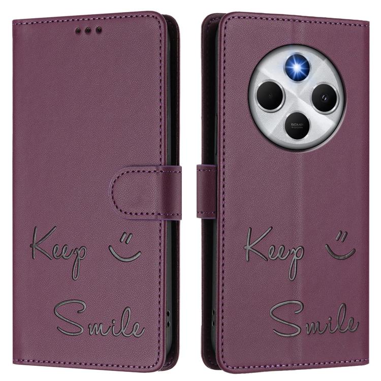 For Xiaomi Poco M7 5G / C75 4G Smile Embossing RFID Leather Phone Case