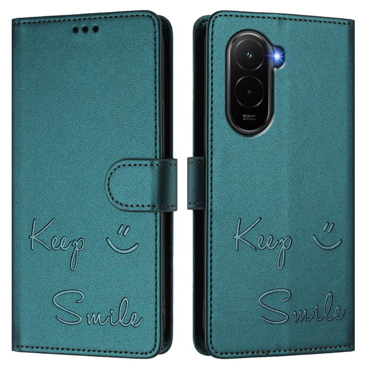 For Xiaomi Poco M7 4G 169mm Smile Embossing RFID Leather Phone Case