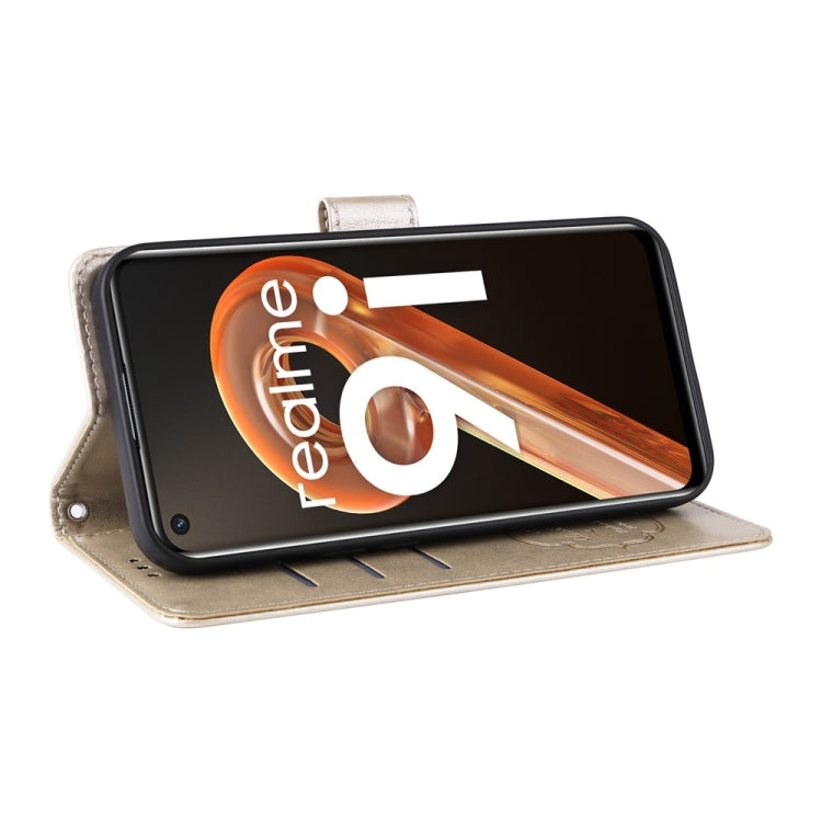 For Realme 9i / A36 4G / A76 4G Global Embossed Butterfly Flowers Leather Phone Case