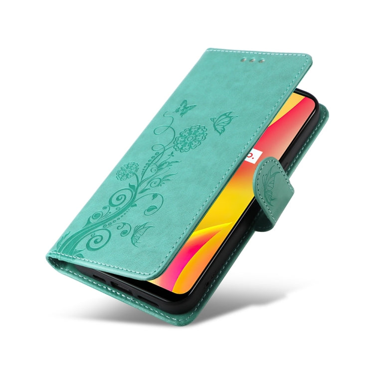 For Realme C12 / C15 / C25 / C25s / Narzo 30A Embossed Butterfly Flowers Leather Phone Case
