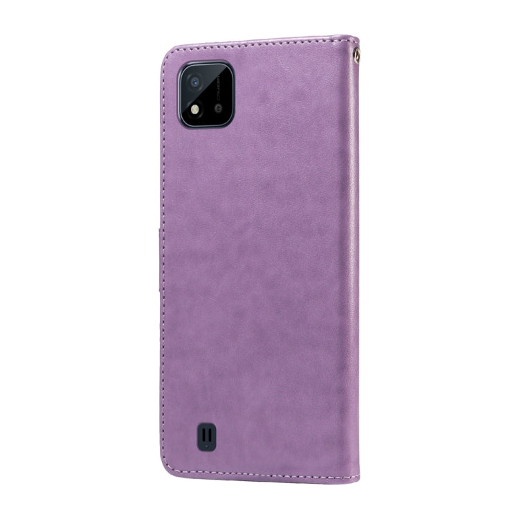 For Realme C20 / C20A / C21 / C11 2021 Embossed Butterfly Flowers Leather Phone Case