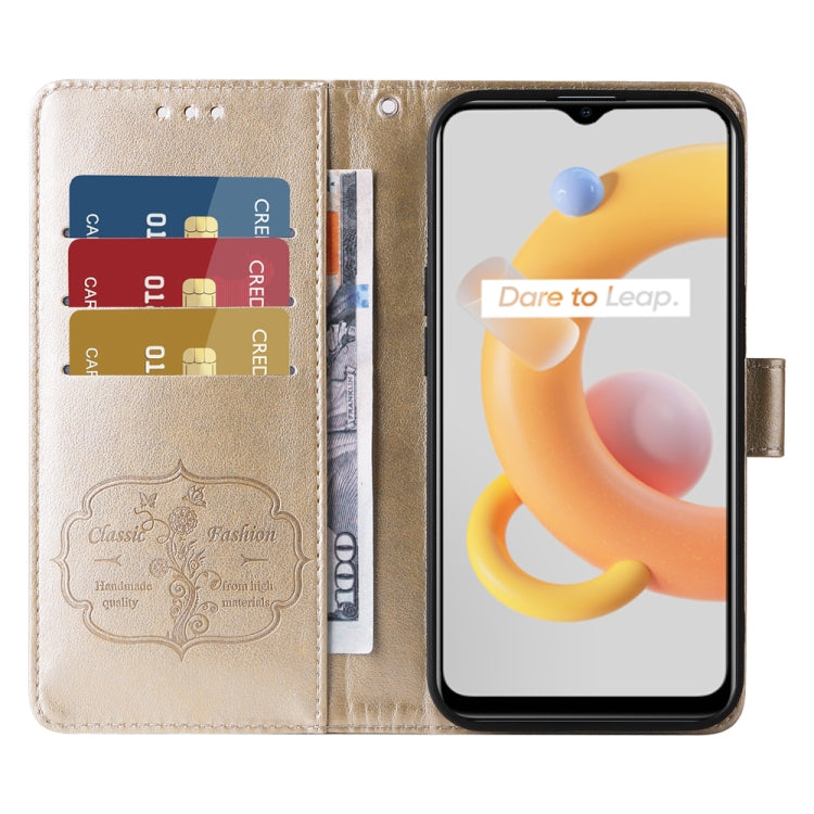 For Realme C20 / C20A / C21 / C11 2021 Embossed Butterfly Flowers Leather Phone Case