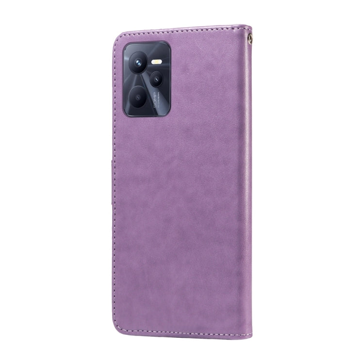 For Realme C35 4G / Narzo 50A Prime Embossed Butterfly Flowers Leather Phone Case