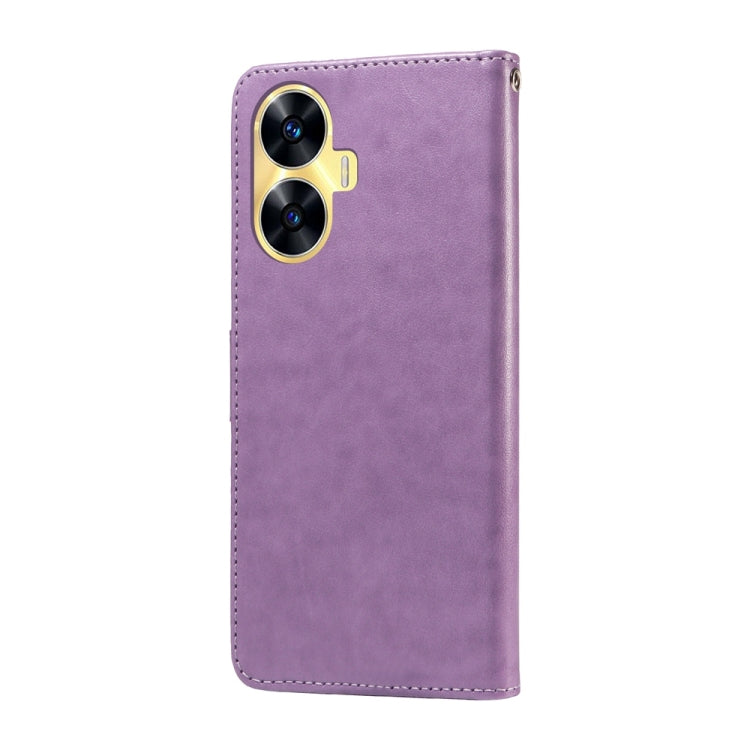 For Realme C55 Embossed Butterfly Flowers Leather Phone Case