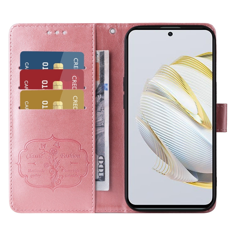 For Huawei nova 10 SE Embossed Butterfly Flowers Leather Phone Case