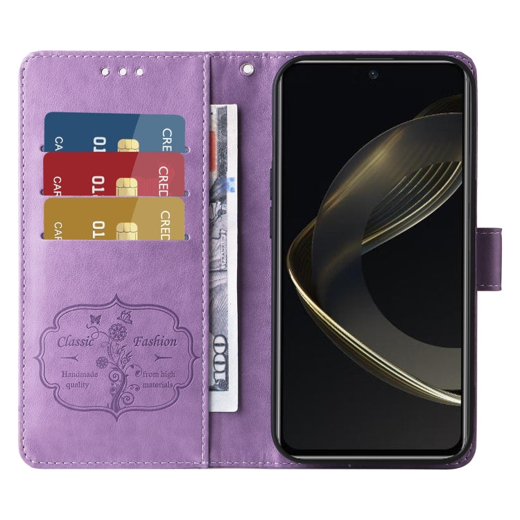For Huawei nova 12 SE 4G Embossed Butterfly Flowers Leather Phone Case