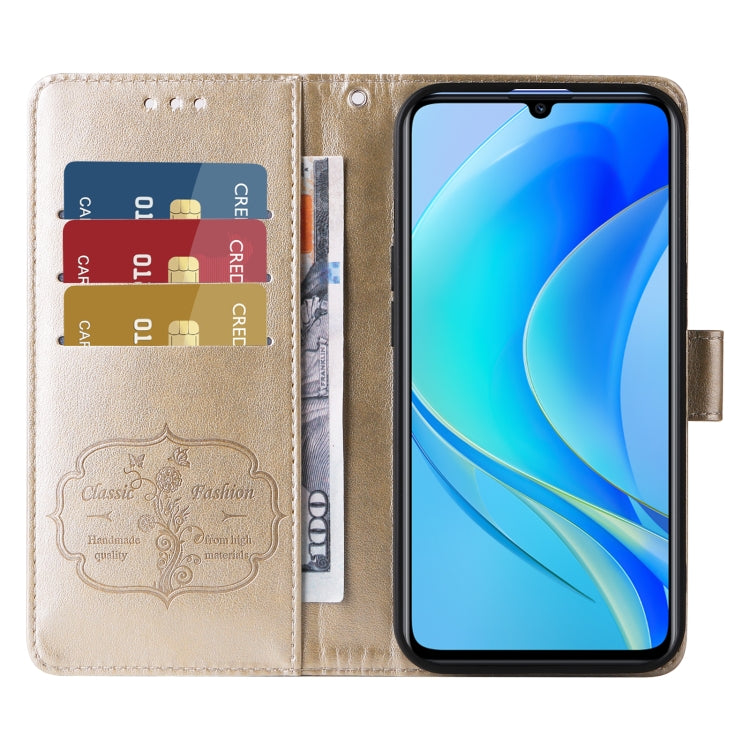 For Huawei nova Y70 Plus Embossed Butterfly Flowers Leather Phone Case