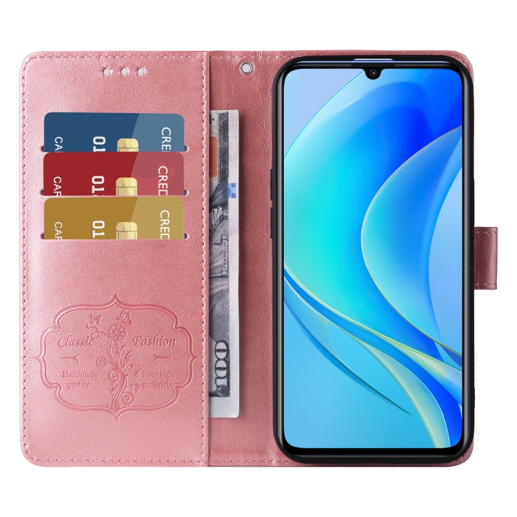 For Huawei nova Y70 Plus Embossed Butterfly Flowers Leather Phone Case