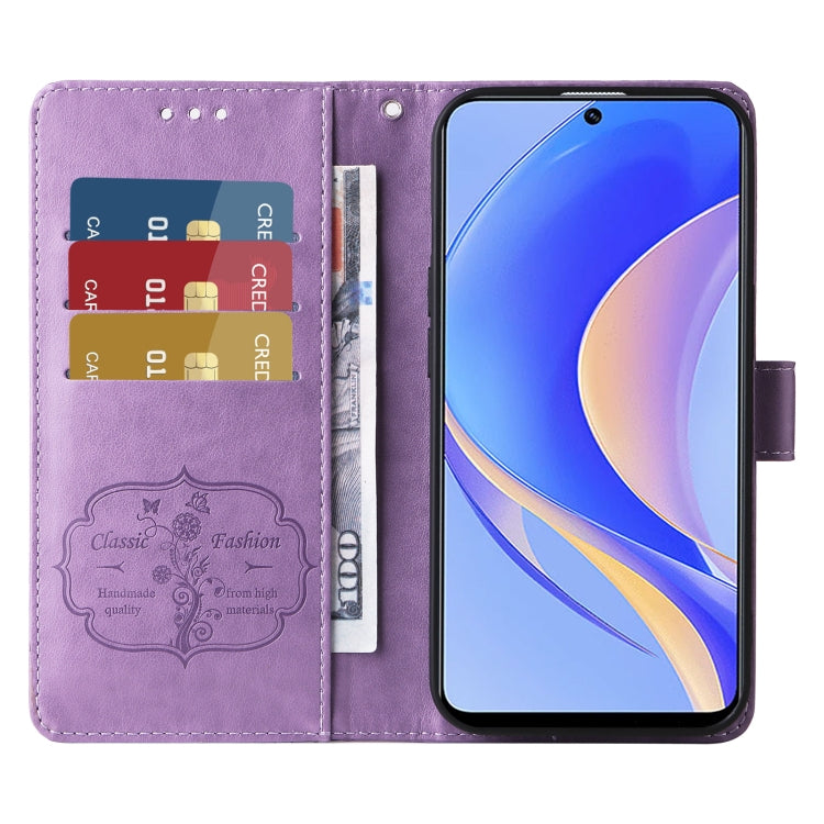 For Huawei nova Y90 Embossed Butterfly Flowers Leather Phone Case