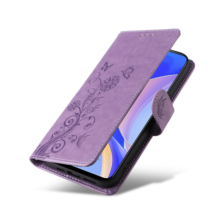 For Huawei nova Y90 Embossed Butterfly Flowers Leather Phone Case