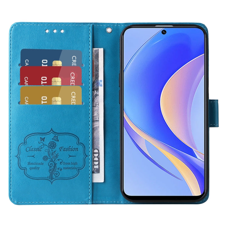 For Huawei nova Y90 Embossed Butterfly Flowers Leather Phone Case